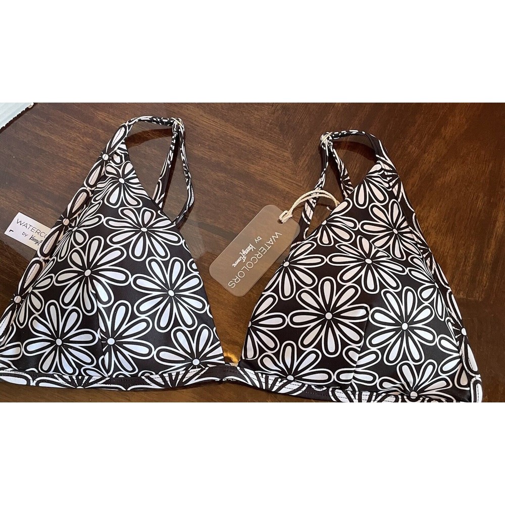 Black & White Daisy Beach core, Bikini Top Women’s L Triangle by Kenny Waters
